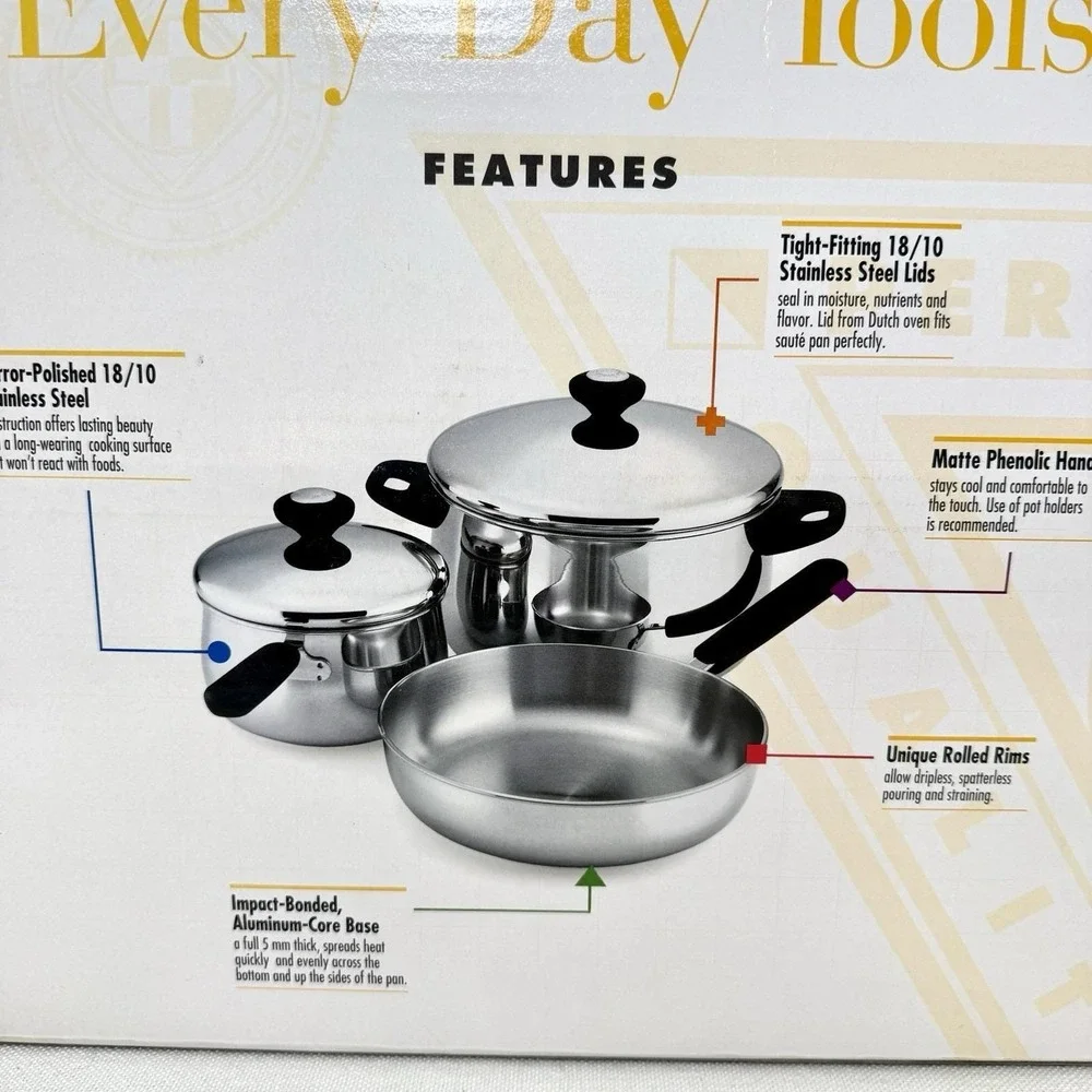 Tools of the Trade 5 Pcs Stainless Steel Cookware Set 18/10 New Sealed In Box